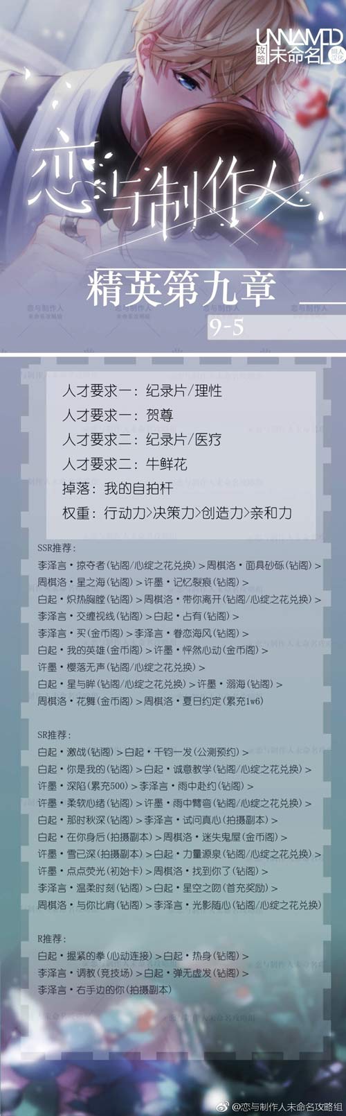 恋与制作人精英9-5关怎么过 精英第九章攻略