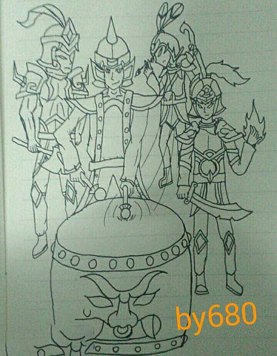 造梦西游绘画 小怪击鼓