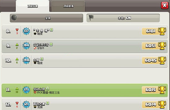 部落冲突6000杯大神分享夜世界8本阵型