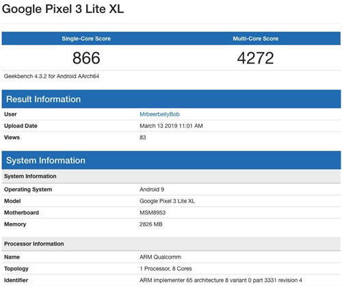 Pixel 3a跑分