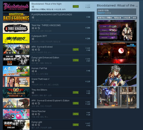 steam排行榜