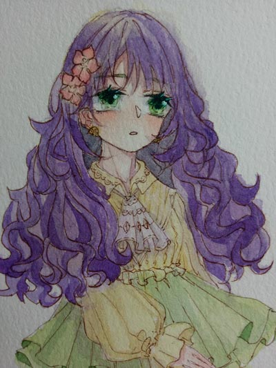 小花仙手绘出神的少女