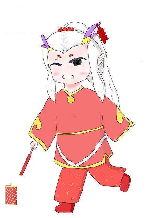 上古天帝篇绘画龙女贺新春