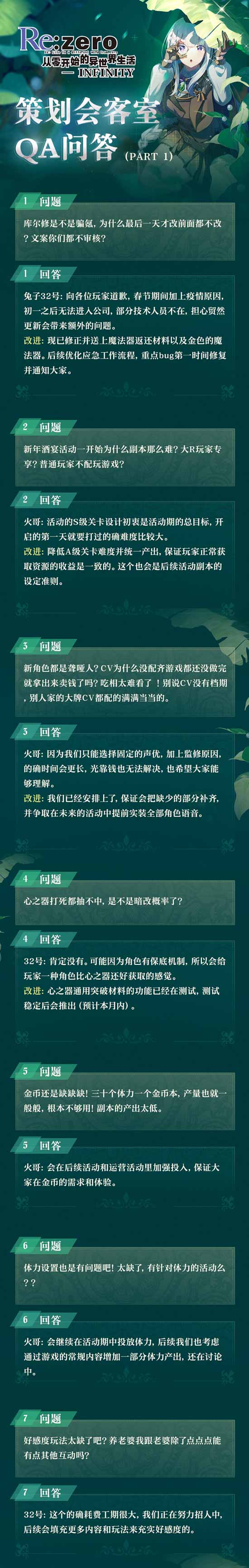 从零开始的异世界生活策划QA答疑