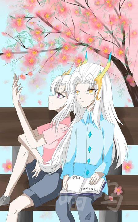 上古天帝篇绘画春-白龙&龙女