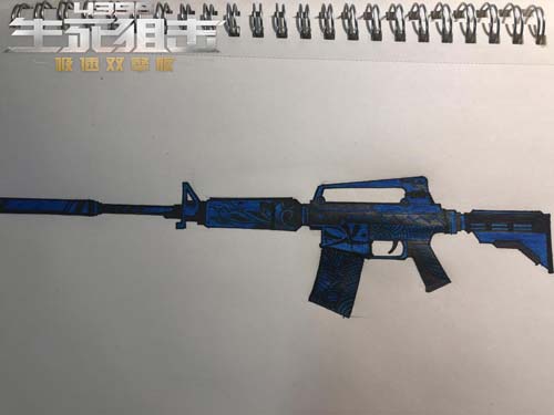 生死狙击玩家手绘 m4a1冰峰改