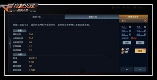 CF手游油炸经典武器,黄金毛瑟小手枪评测