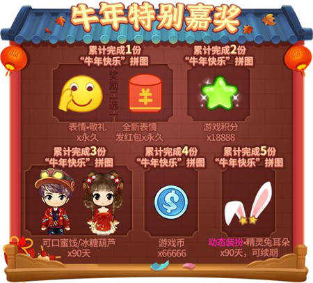 累积完成拼图的份数越多,奖励也越丰厚!